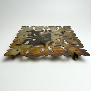 Vintage Metal Trivet on Wheels Gold Made in France